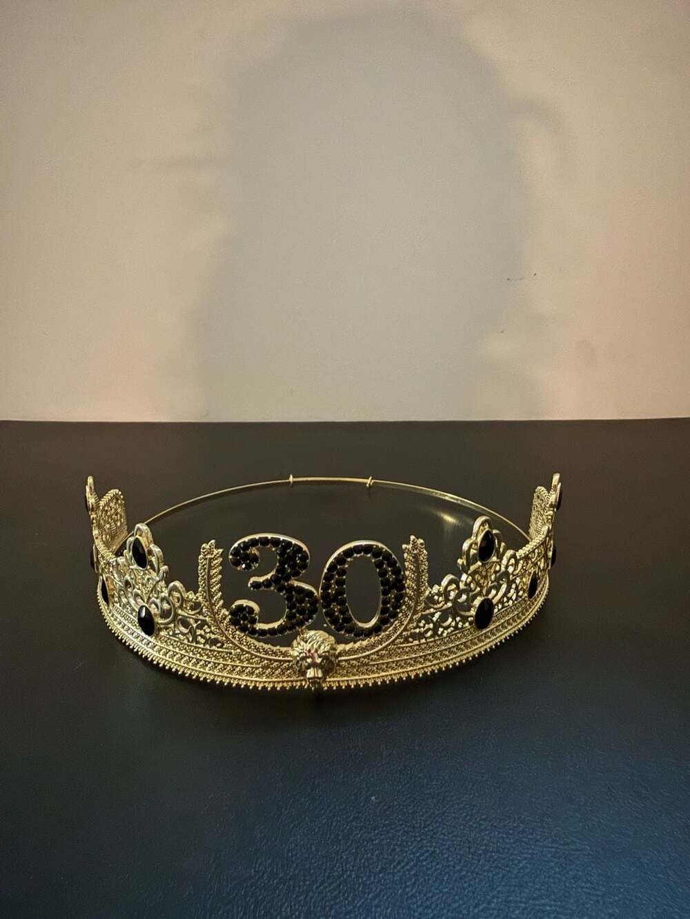 30th Birthday Gold and Black Adjustable King Crown Tiara